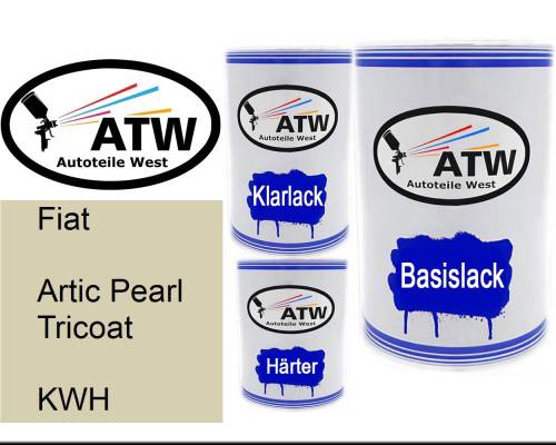 Fiat, Artic Pearl Tricoat, KWH: 500ml Lackdose + 500ml Klarlack + 250ml Härter - Set, von ATW Autoteile West.